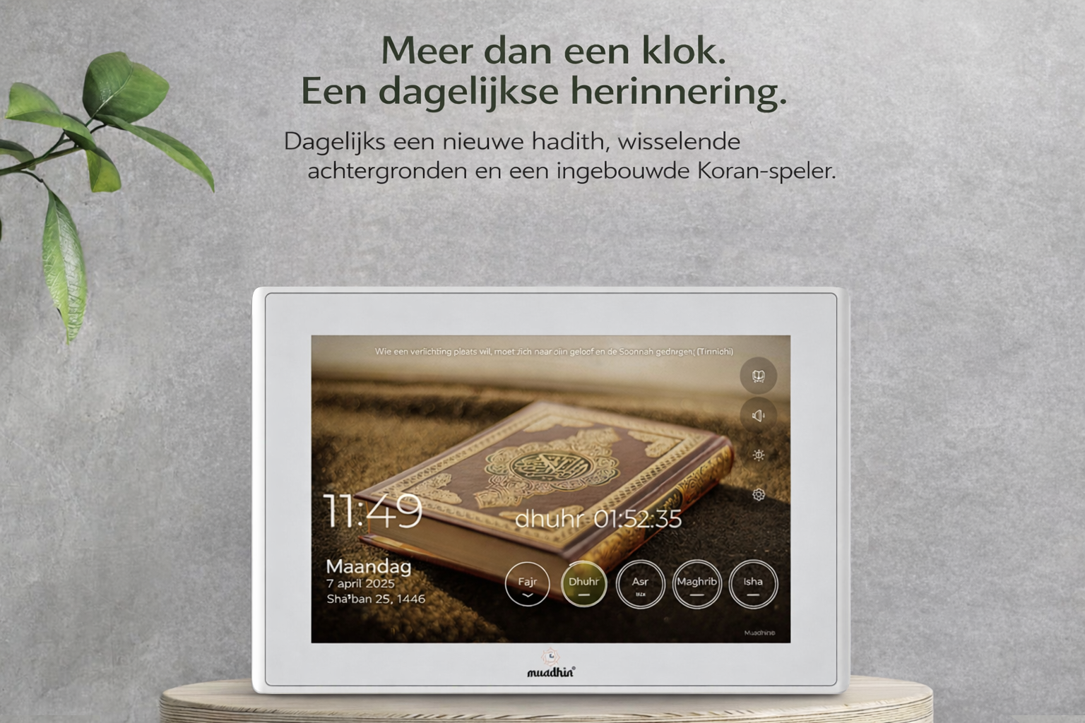 Muadhin adhan klok: meer dan een klok, een dagelijkse herinnering met hadith, wisselende achtergronden en Koran-speler
